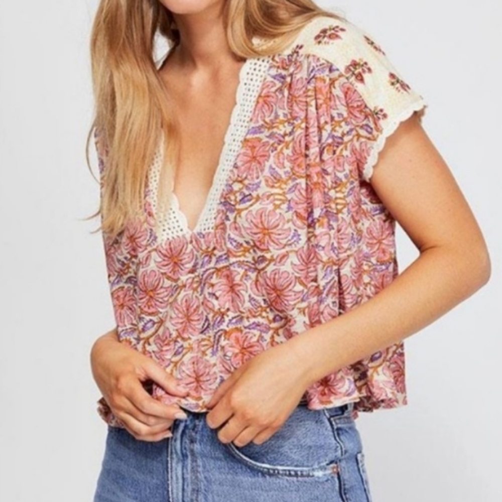 Free People Leilani Mixed-Print Top